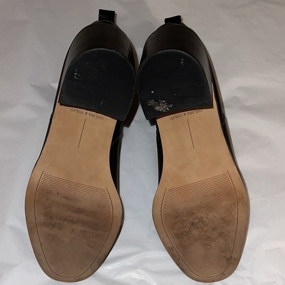 Chelsea & Violet Arcad black Leather block heels booties sz 10 - Picture 8 of 12